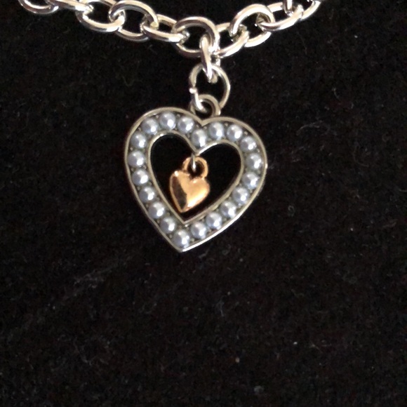 Elegant Silver and Gold Heart Charm Bracelet - Picture 5 of 10